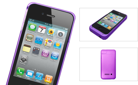 ＋M Battery iPhone4/4S バッテリー内蔵ケース パープル［MB01-PU］