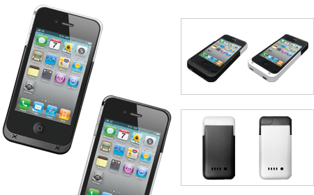 ＋M Battery iPhone4/4S バッテリー内蔵ケース ホワイト［MB01-WH］ × ブラック［MB01-BK］