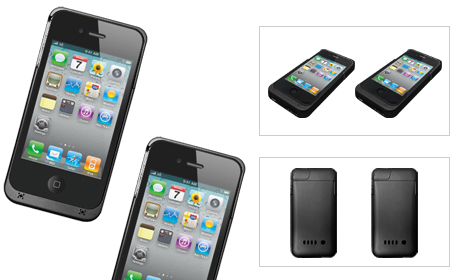 ＋M Battery iPhone4/4S バッテリー内蔵ケース ブラック[MB01-BK] × ブラック [MB01-BK]