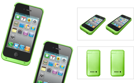 ＋M Battery iPhone4/4S バッテリー内蔵ケース グリーン[MB01-GR] × グリーン [MB01-GR]