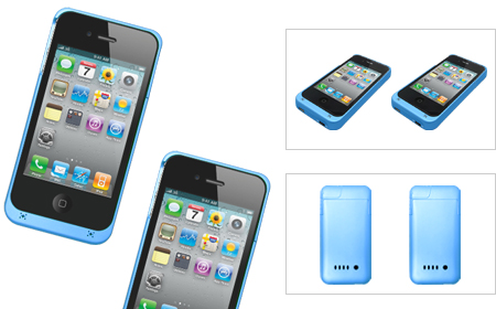 ＋M Battery iPhone4/4S バッテリー内蔵ケース ブルー[MB01-BL] × ブルー [MB01-BL]