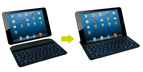 スタンドにiPad miniを立てれば、ノートPC感覚で文字入力！