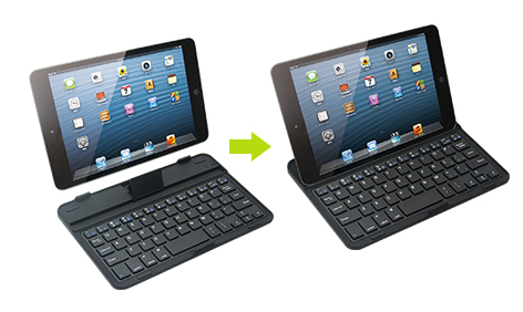 スタンドにiPad miniを立てれば、ノートPC感覚で文字入力！